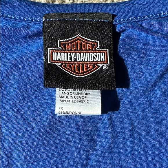 NWOT Harley-Davidson Women's Vibrant Blue Tank Top Rhinestone Logo sz 1X 1903 HD - Picture 3 of 7